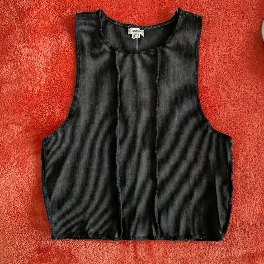Garage Black Ribbed Sleeveless Crop Top XS